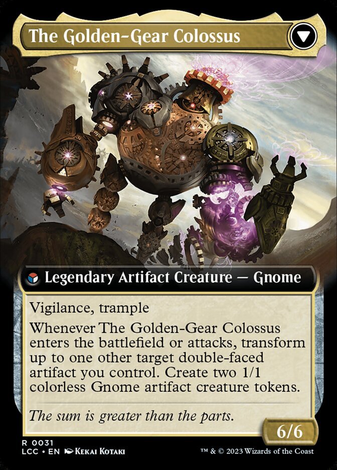 Tetzin, Gnome Champion // The Golden-Gear Colossus (Extended Art) back
