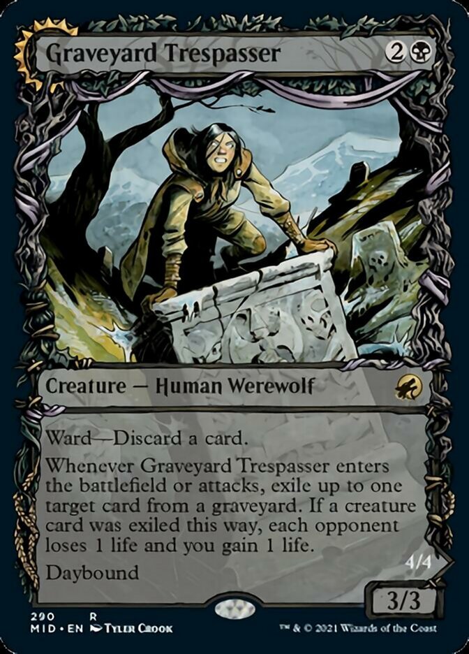 Graveyard Trespasser // Graveyard Glutton (Showcase) front